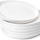 Sweese Porcelain Dinner Plates Set of 6, 10.5 Inch Dish Set - Dishwasher, Microwave, Oven Safe, Scratch Resistant, Kitchen Serving Dishes - White