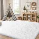Rezutan 9x12 Large Area Rugs for Living Room, White Ultra Soft Fluffy Plush Rug for Living Room Bedroom, Thick Fluffy Carpet for Girls Boys Kids Room, Non Slip Dorm Rug for Home Decor Aesthetic