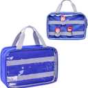 2 x TONIE FIGURES Storage Bag, 3-Layer Organizer for Small & Large Toniebox 2 Characters, Lightweight Compact Carry Case with Transparent Compartments (Blue, Large)