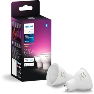 Philips Hue Smart 60W GU10 LED Bulb - White and Color Ambiance Color-Changing Light - 2 Pack - 450LM - Indoor - Control with Hue App - Works with Alexa, Google Assistant and Apple Homekit, 584680