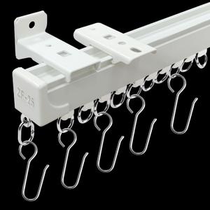 Curtain Tracks Ceiling Wall Mounted Room Divider Curtain Rods Track Ceiling Curtain Track or Wall 6 FT with Hooks Curtain Tracks White Suitable for Living Room Bedroom Bathroom