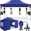 COBIZI 10x15 Pop up Canopy Heavy Duty Tent with 4 sidewalls Commercial Outdoor Canopy Event Tents All Season Wind & Waterproof Gazebo with Carry Bag, Dark Blue(Frame Thickened)