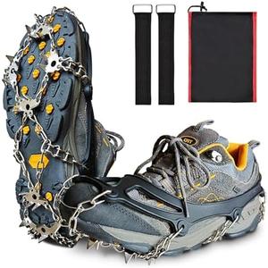 ice Cleats for Boots - 24 Stainless Steel Spikes for Secure Traction and Safety on Snow and Ice - Ideal for Hiking, Fishing, Walking, Climbing, and Mountaineering(L)