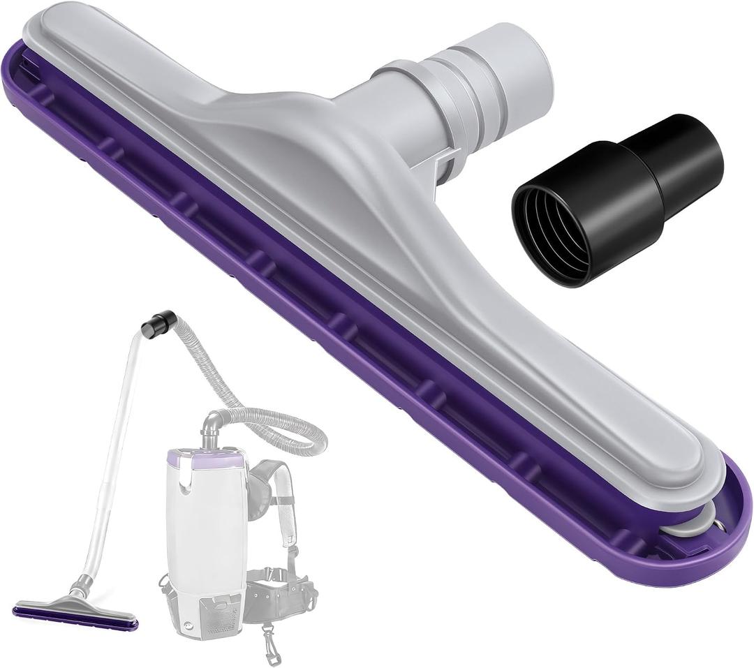 14" Vacuum Floor Brush & Threaded Hose Cuff Kit, Compatible with ProTeam 10 QT & 6 QT Backpack Vacuums, 1.5" Vacuum Hose Adapter Connector, Fits 1.5" OD Wand & 1.5" ID Tubing