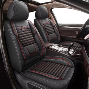 DISUTOGO Seat Covers for Honda Accord 2003-2017: Car Seat Covers Full Set Leather Breathable (5 Seats, Black& Redline)