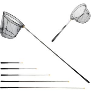 Fishing Landing Net with Aluminum Telescoping Pole 75" Long Handle,Rubber Coated Nylon Mesh,for Steelhead,Salmon,Fly,Kayak,Catfish,Bass,Trout,Shrimp,Crab,for Easy Catch & Release,Extend to 75 Inch