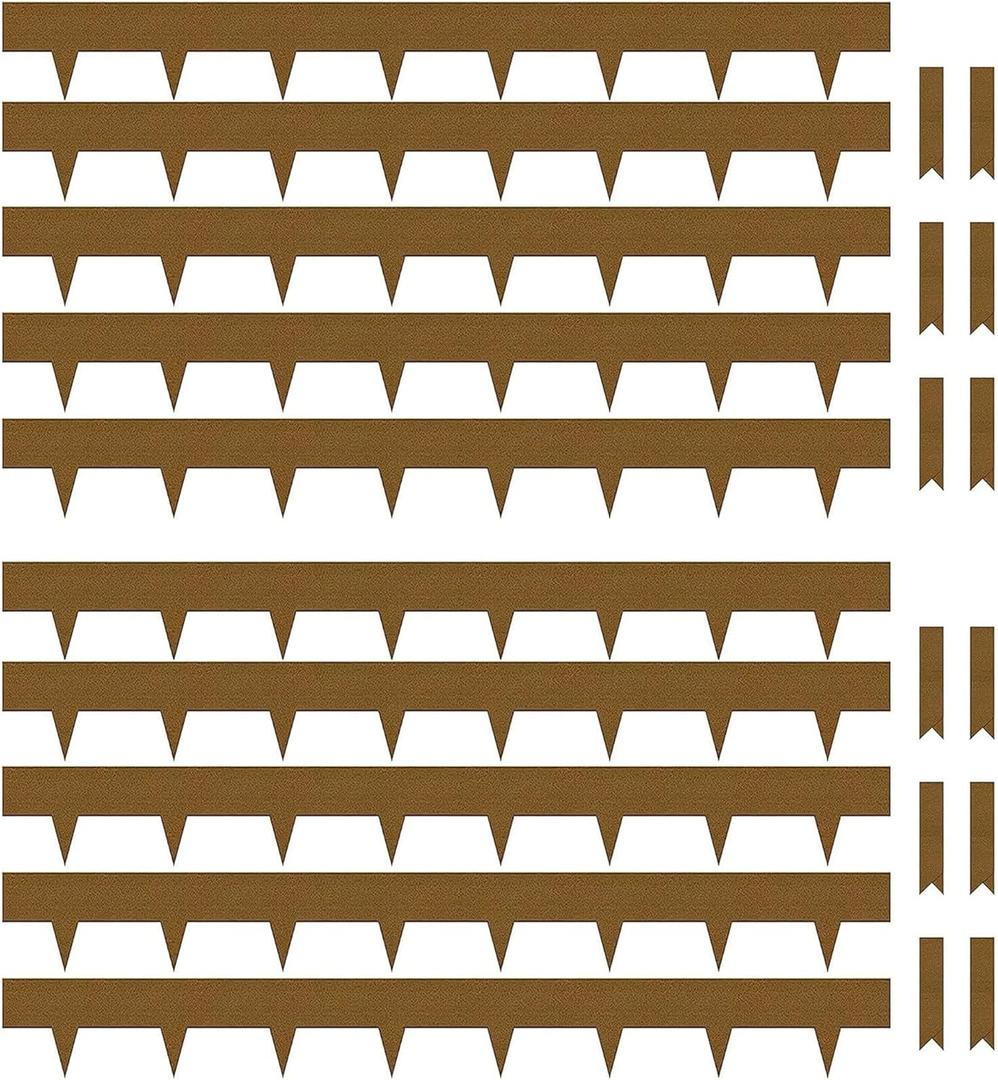 Worth Garden 10-Pack Corten Steel Landscape Lawn Edging - 5in H. (2.5" Above Ground + 2.5" Spikes) Rust Patina Bendable Metal Strips - Hammer-in Border w/ 11 Clips - Yard Pathway Divider (33Ft Total)