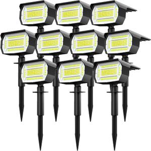LOTMOS Solar Spot Lights Outdoor, [10 Pack/72 LED/3 Modes] 2-in-1 Solar Landscape Spotlights, Auto On/Off IP67 Waterproof Solar Powered Wall Lights for Front Door, Backyard, Garage, Deck(Cool White)