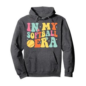 In My Softball Era Groovy Softball Girls Pullover Hoodie, Size XL