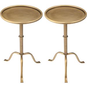 RattanView 2 Pcs Metal Martini Table Bronze Small Round Drink Table12.5 x 12.5 x 27.75 Inches Pedestal Iron Side Tables for Small Spaces Bedroom Living Room