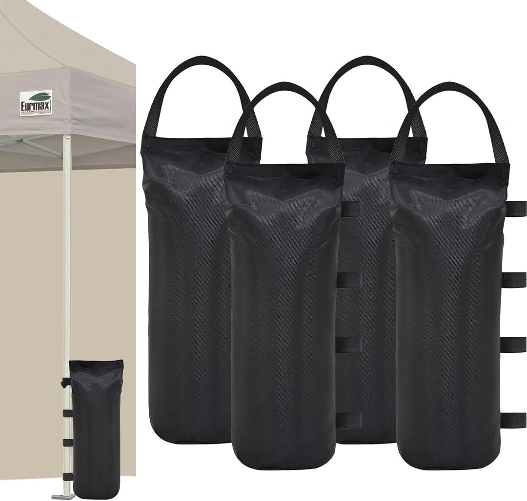 Eurmax USA Weight Capacity 112 LBS Extra Large Pop up Gazebos Weights Sand Bags for Pop up Canopy Tent Pergola Outdoor Instant Canopies, 4-Pack,Black (Without Sand) Dark Black (Standard)