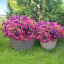Artificial Flowers Fake Plants for Outdoors Decoration, 12 Bundles Silk Morning Glory with Eucalyptus Realistic UV Resistant Faux Flowers for Outside Planter Porch Yard Patio Garden Home Indoor, Mix