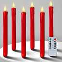 Homemory Waxy Red Flameless Taper Candles with Remote, Led Flameless Candlesticks Classic Tall Candle, Flickering Battery Operated Taper Candles for Bedroom, Dining Room, 9.6 inches