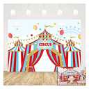 XLL Red White Circus Carnival Carousel Big Top Tent First 1st Photo Background 7x5ft Children Boys and Girls Birthday Party Kids Baby Shower Photography Backdrops Cake Table Decor Props Vinyl