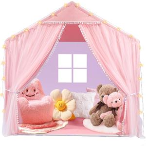 Kids Play Tents Indoor Outdoor Toddler Tent Kids Playhouse Tent Large Teepee Castle (Pink)