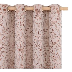 BGment Linen Curtains for Living Room 84 Inches Long - Fall Jacquard Botanical Leaf Floral Branch Vintage Cottage Core Farmhouse Light Filtering Rustic Window Drapes, Terracotta, Each 52 Inch Wide
