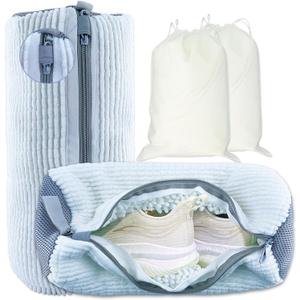 Shoe Washing Machine Bag, 2 Pack Shoe Laundry Bags for Washer and Dryer, Reusable Sneaker Wash Bag with Self-Locking Zipper, 360 Deep Cleaning, Protects Shoes and Washer(White)