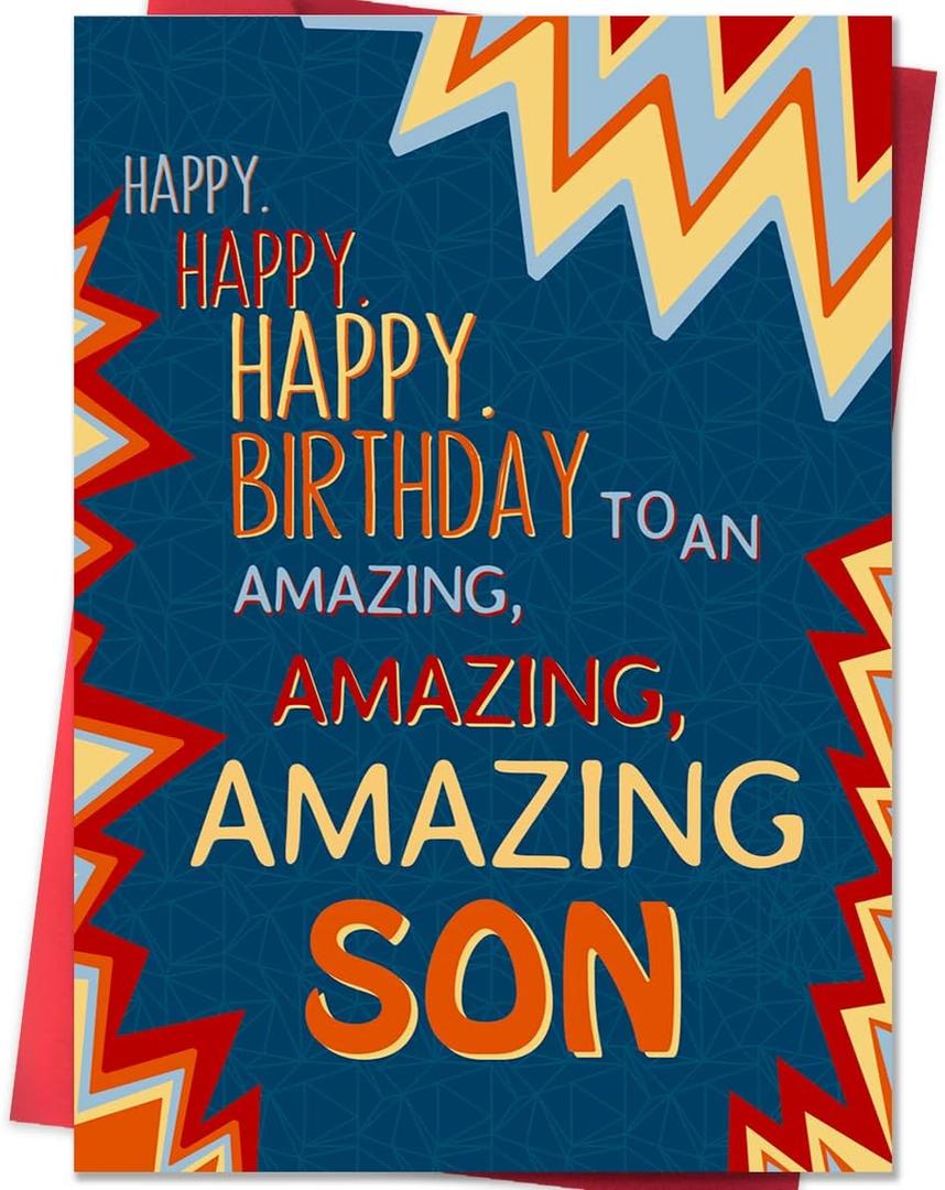 2 x Son Birthday Card, To My Son Birthday Card Gifts from Mom Dad,Gifts for Adult Sons Gift Ideas-8x5.3 Inches, Double-Sided (BX254)