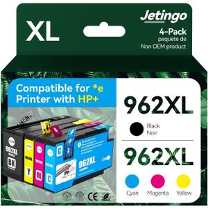 962xl Ink Cartridges Combo Pack for HP 962XL Black and Color Replacement for HP OfficeJet Pro 9010e 9015e 9010 9012 9015 9018e 9025e Printers (4-Pack Black Cyan Magenta Yellow)