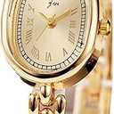 PASOY Women’s Bracelet Watch Gold Small Face – Elegant Oval Quartz Analog Wristwatch with Metal Link Band, Gold & Silver Options, Slim Roman Numeral Dial Dress Watch for Ladies