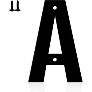 3 x 6" Aluminum House Letters, Black Metal Address Door Letters, Metal House Address Letter for Outside, Modern Apartment Street Mailbox Letter (A)