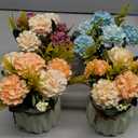Artificial Flower Plants Mini Fake Hydrangea Flowers in Pot for Home Decor Party Wedding Office Patio Table Desk Decoration, Set of 4, Size: 3.3''(Diameter) x 5.5''(Tall)