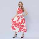 Womens Cut Out Dress - Floral Sleeveless Casual Beach Maxi Dresses, Lightweight Flowy Crewneck Sundress (XL)