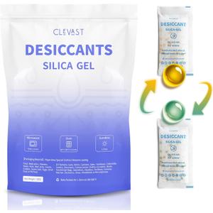 CLEVAST Silica Gel Packets Desiccant Packs for Storage 10 Gram 30 Packets, Silica Packets for Moisture Control, Food Grade Safe, Rechargeable Moisture Absorbers Gun Safe Dehumidifier for Jewelry