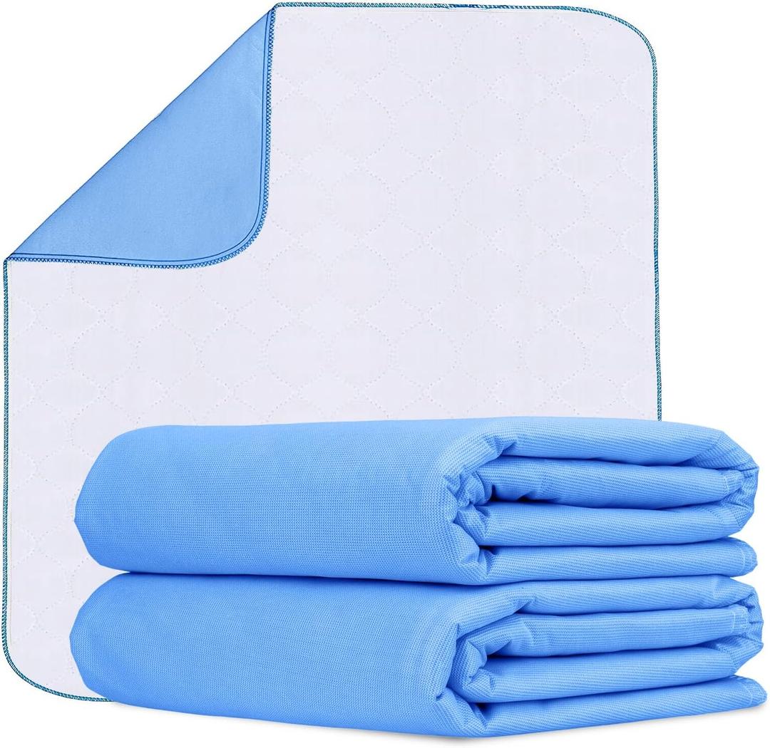 Incontinence Bed Pads Washable Waterproof 34x36 Inches Pack of 2 - Washable Pee Pads for Beds for Incontinence Adults, Kids & Pets - Waterproof Pad, Reusable Bed & Underpads
