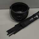 Halloween Witches Cauldron, Black Plastic Witches Cauldron on Tripod with Green Led Light, Halloween Hanging Decoration Hocus Pocus Outdoor Home Porch Candy Bucket Decoration