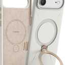 TORRAS Q3 Silicone 360 Spin for iPhone Air Case with Stand, Fit for MagSafe, Magnetic Ring Kickstand with Camera Control, Liquid Silicone Rubber Soft Phone Case for iPhone 17 Air 6.5'', Light Ivory