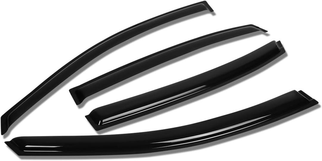 Auto Dynasty 4Pcs Tape-On Window Visor Compatible with 2006 2007 2008 2009 2010 2011 2012 2013 Chevy Impala 2006-2013, Deflector Rain Guard, Acrylic Black (06-13 Chevy Impala)