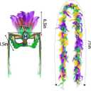 Sucrain Carnival Masquerade Mask and 71 Inch Mardi Gras Feather Boa for Women Costume Party Supplies