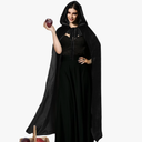 Halloween Queen Costume Accessories Black Velvet Hooded Cloak with Basket Evil Villain Costume Hooded Capes for Women Adult Halloween Cosplay