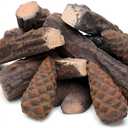 Skyflame 10 Small Piece Set of Ceramic Wood Logs & Accessories for All Types of Indoor Gas Inserts | Ventless & Vented | Propane | Gel | Ethanol | Electric or Outdoor Fireplaces & Fire Pits