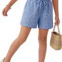 Oakgarden Girls Plaid Shorts Gingham Boxer Casual Elastic Waist Wide Leg Short Pant Loose Fit Summer Teens Kids Shorts 7-8
