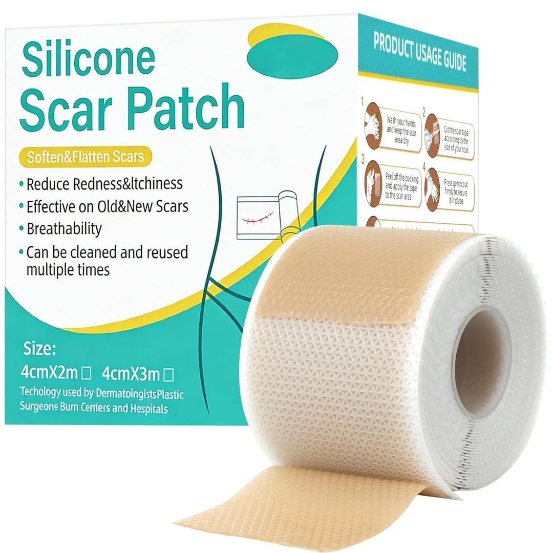 Silicone Scar Sheets(1.6 x 120 Roll-3M), Reusable Silicone Scar Tape for Surgical Scars, C-Section Scars, Stretch Marks, Hypertrophic Scars, Burn Scars, Tummy Tuck and Keloid Scars