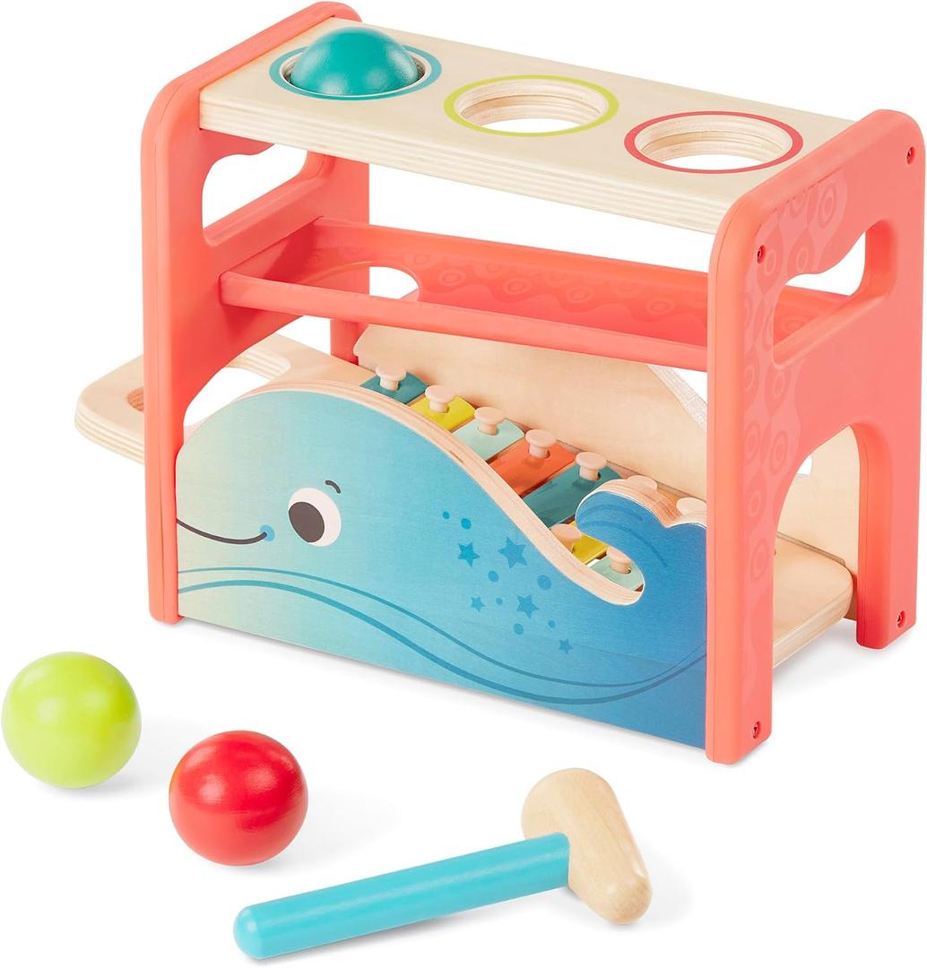 B. toys Xylo Pound Whale Musical Instrument Wooden Hammer & Balls Developmental Toy for Toddlers 1 Year +