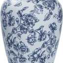 Blue and White Chinoiserie vase - Vintage Ceramic vase with Antique Design, Perfect for Chinoiserie Home Decor 9in Flower vase04