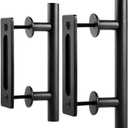 EaseLife 2 Pack 10" Sliding Barn Door Handles and Pulls, Rustic Double Sided Hardware Set, Heavy Duty, Matte Black Powder Coated Finish, Easy Install