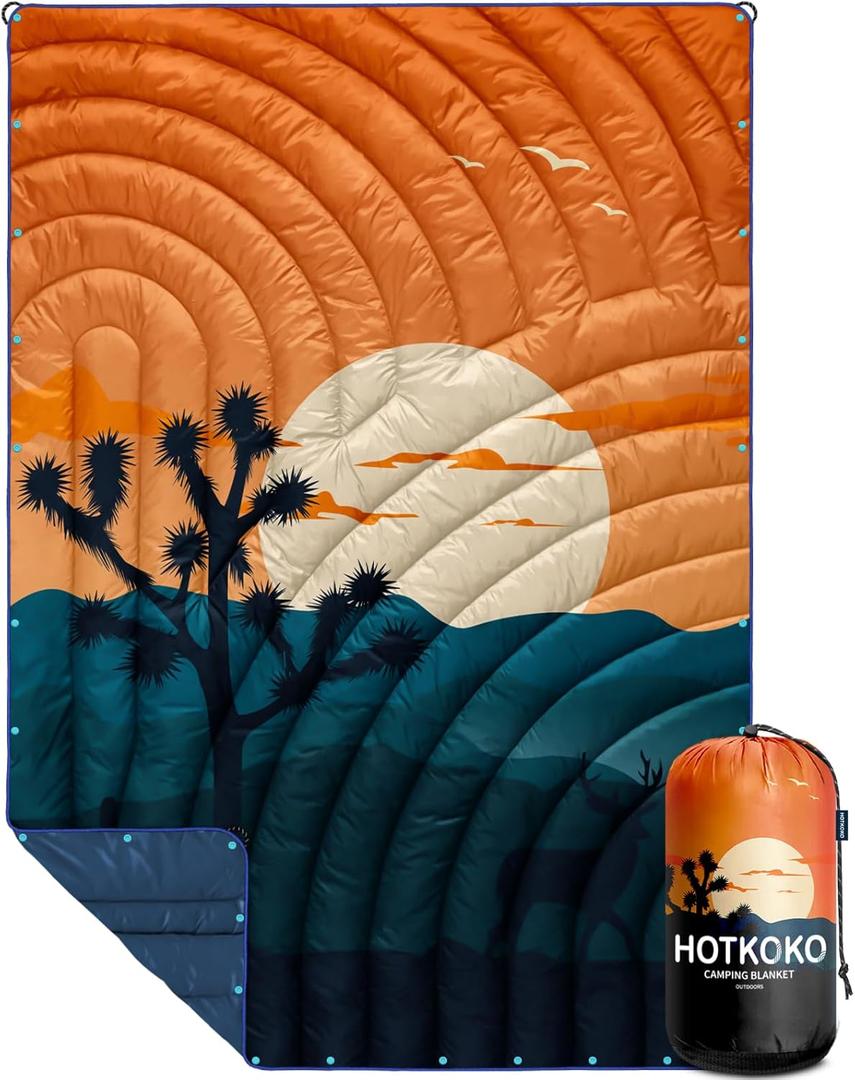 Camping Blanket,Lightweight Puffy Printed Camping Blanket Packable Outdoor Blanket for Camping,Traveling, Stadium, Hiking, Picnics (52x75", Night Deer)