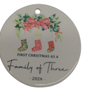 Christmas Ornaments Baby First Christmas Ornaments 2024 Girls Boys Personalized Our First Xmas As A Family of Three Ornament New Parents Gifts for Couples,Mom, Dad,Newborn Xmas Tree Decorations