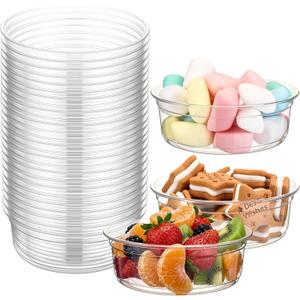 50 Pcs 8 oz PET Round Food Storage Container Clear Plastic Container Bulk Disposable Small Bowl for Fruit Soup Meal Prep Travel Home Kitchen Supplies