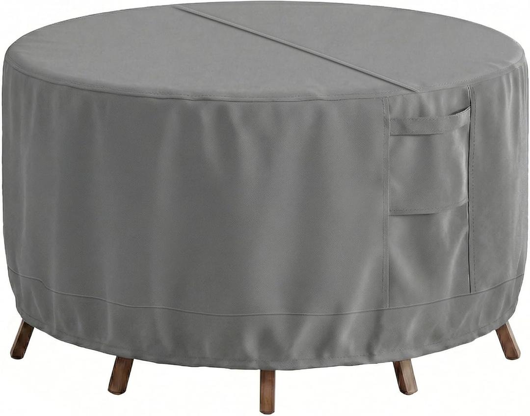 Vailge Round Patio Furniture Covers, 100% Waterproof Outdoor Table Chair Set Covers, Anti-Fading Cover for Outdoor Furniture Set, UV Resistant (Grey, 62"DIAx28"H)