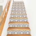 PLIGREAT 15 Strips Scandinavian Style Stair Riser Decals, Peel and Stick Stair Stickers for Steps 7.1"x39" Self-Adhesive PVC Geometry Square Pattern Decals Staircase Murals Decor for Home Hotel