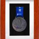 6x8'' Medal Display Frame, Single Medal Display Case, Wooden Medals Shadow Box Frame for Marathon Gymnastics Soccer Race Sports Awards - Teak