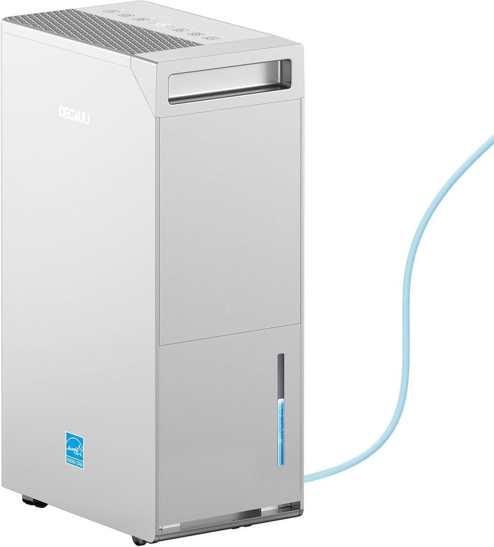 5000 Sq.Ft Energy Star Most Efficient 2024 Dehumidifier with Pump,DECIUU Max 100 Pint Dehumidifier for Basement with Drain Hose,Intelligent Humidity Control for Home Bathroom Garage (Grey)