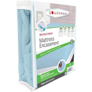 Guardmax Jersey Knitted Twin Zippered Mattress Encasement - Waterproof & Bed Bug Proof Mattress Protector - Comfortable, Soft, and Noiseless Zippered Bedding - Dust Mite Proof (39 x 75 x 10) (Blue)
