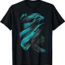 Turquoise And Black Swirl Design T-Shirt, XL