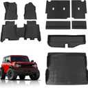 Rongtaod Floor Mats Compatible with 2021-2024 2025 Ford Bronco 4 Door Trunk Mat Cargo Mat Cargo Liner All Weather Back Seat Cover Protector 2023 Bronco Accessories (Set of 9 Mats)